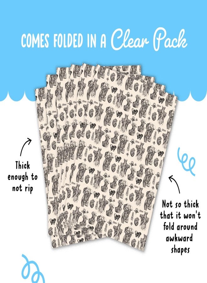 CENTRAL 23 Men Wrapping Paper Birthday - 6 Sheets of Gift Wrap and Tags - Human Anatomy - For Women - Gift for Students - Science Illustration Body - Comes with Stickers - Recyclable - Image 4